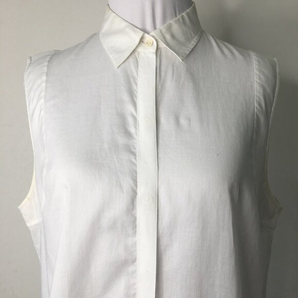 Helmut Lang Women's White 100% Cotton Sleeveless Button Down Shirt Size Medium - Picture 2 of 16